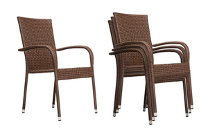 Morgan Outdoor Wicker Stacking Chairs - Mocha - Set of 4