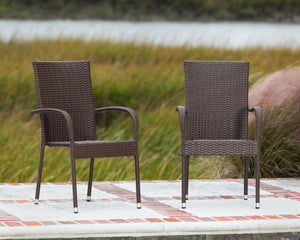 Morgan Outdoor Wicker Stacking Chairs - Mocha - Set of 4