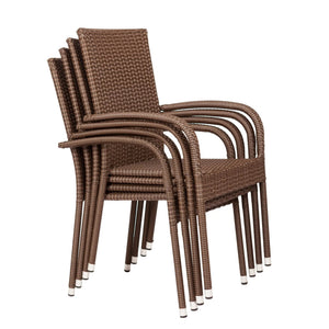 Morgan Outdoor Wicker Stacking Chairs - Mocha - Set of 4