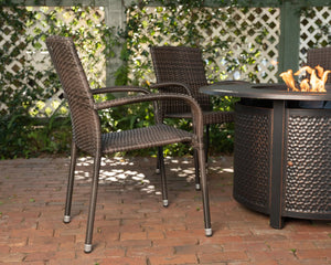 Morgan Outdoor Wicker Stacking Chairs - Mocha - Set of 4