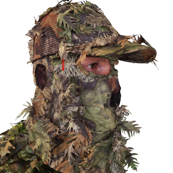 2-in-1 FRONT Leafy Face Mask and Camo Hat (Adjustable,OSFM)