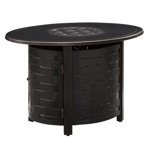 Nelson 40" Oval Basketweave Aluminum Convertible Gas Fire Pit Table