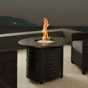 Nelson 40" Oval Basketweave Aluminum Convertible Gas Fire Pit Table