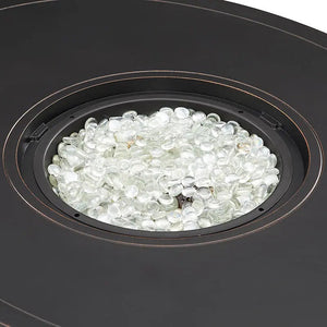 Nelson 40" Oval Basketweave Aluminum Convertible Gas Fire Pit Table