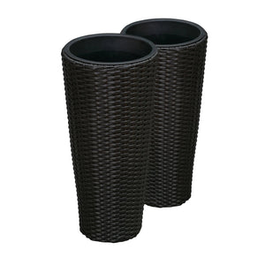 Noah Round Wicker Planter 2-piece Set in Black
