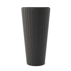 Noah Round Wicker Planter 2-piece Set in Black