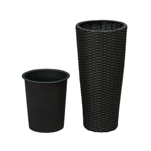 Noah Round Wicker Planter 2-piece Set in Black