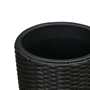Noah Round Wicker Planter 2-piece Set in Black