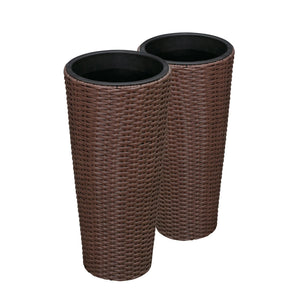 Noah Round Wicker Planter 2-piece Set in Mocha