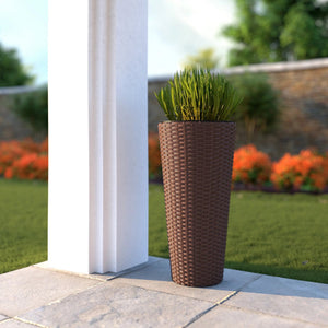 Noah Round Wicker Planter 2-piece Set in Mocha