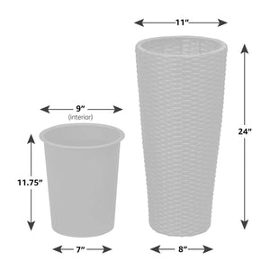 Noah Round Wicker Planter 2-piece Set in Mocha