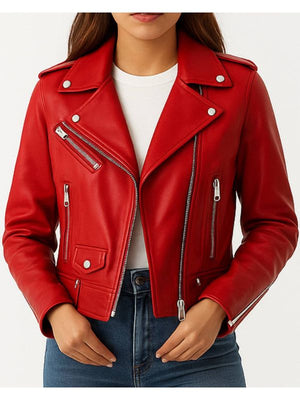 Olivia Leather Red Jacket – Women’s Premium Red Leather Jacket