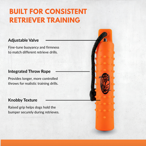 HuntEmUp Hunting Dog Training Kit – 6 Pack 2" Variety Retriever Bumpers with Throw Ropes & Mesh Bumper Bag