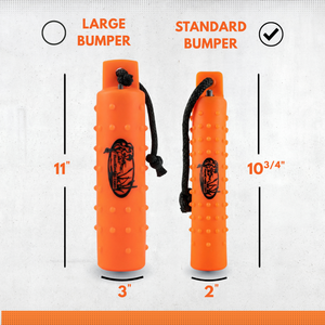 The HuntEmUp 2in Plastic Dog Training Bumper Dummy w/Valve Orange