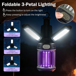 Outdoor Bug Zapper with Foldable Camping Lantern USB-C Rechargeable Electric Mosquito Killer