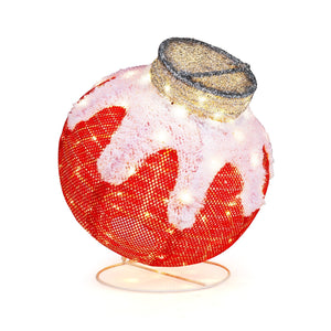 Outdoor Christmas Lantern Pop-Up Lighted Festive Ball with 80 LED Lights and Support Base