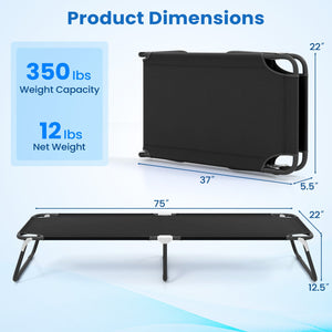 Outdoor Folding Camping Bed for Sleeping Hiking Travel-Black