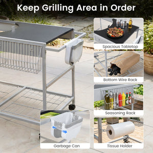 Outdoor Movable Grill Table for 18/22 Inch Weber Original Kettle for Camping
