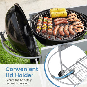 Outdoor Movable Grill Table for 18/22 Inch Weber Original Kettle for Camping