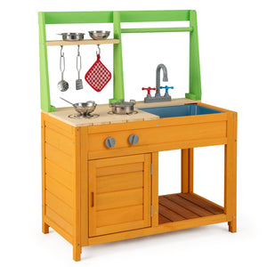 Outdoor Mud Kitchen Playset for Girls and Boys 3+ Years Old-Orange