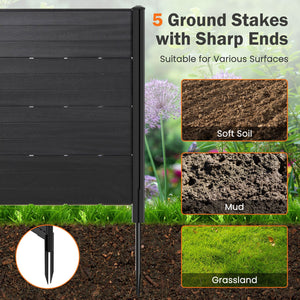 Outdoor Privacy Fence Screen with 5 Ground Stakes for Garden Yard Patio-Black