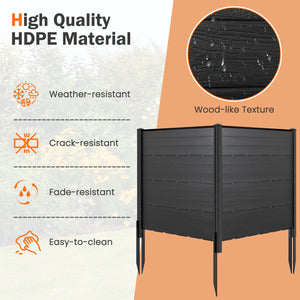Outdoor Privacy Fence Screen with 5 Ground Stakes for Garden Yard Patio-Black