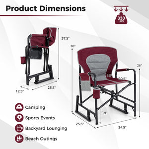 Outdoor Rocker Camping Chair with Dual Springs and Padded Back