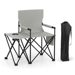 Oversized Camping Chair with Side Table and 2 Storage Pockets