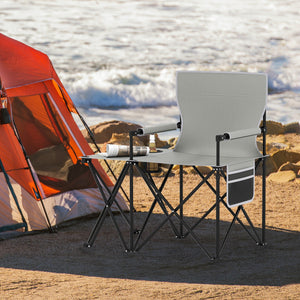 Oversized Camping Chair with Side Table and 2 Storage Pockets