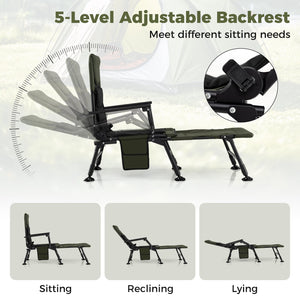 Oversized Foldable Fishing Chair with Detachable Footrest-Green