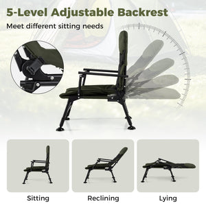Oversized Foldable Fishing Chair for Adults with Armrest-Green