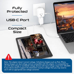 European travel Plug Adapter | Type C - USB C Port + 2 US Outlets (PAK-30W-9C) - TRAPSKI