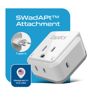 European travel Plug Adapter | Type C - USB C Port + 2 US Outlets (PAK-30W-9C) - TRAPSKI
