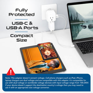 Africa Travel Adapter Set | Type E/F, G, M - USB & USB-C Ports + 2 US Outlets (PAK-AF)