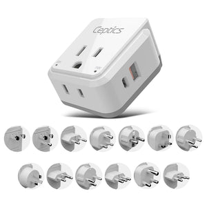Travel Adapter Set | Type A, B, C, E/F, G, I - USB & USB-C Ports + 2 US Outlets (PAK-WS) - TRAPSKI