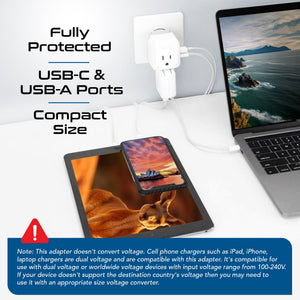 Australia, China, New Zealand Travel Adapter | Type I - USB & USB-C Ports + 2 US Outlets (PAK-AU)