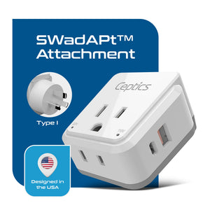Australia, China, New Zealand Travel Adapter | Type I - USB & USB-C Ports + 2 US Outlets (PAK-AU)