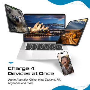 Australia, China, New Zealand Travel Adapter | Type I - USB & USB-C Ports + 2 US Outlets (PAK-AU) - TRAPSKI