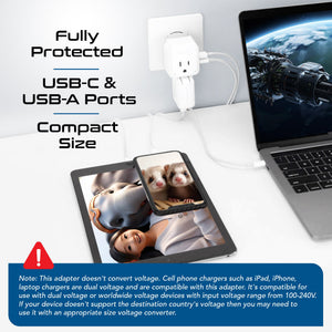 Brazil Travel Plug Adapter Set | Type C, N - 1 USB & 1 USB-C 3.1A + 2 USA Socket (PAK-BR) - TRAPSKI