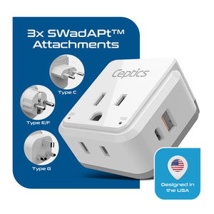 Travel Adapter Kit | Type C, E/F, G - USB & USB-C Ports + 2 US Outlets (PAK-EU) - TRAPSKI
