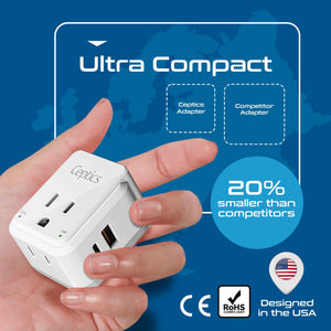 Travel Adapter Kit | Type C, E/F, G - USB & USB-C Ports + 2 US Outlets (PAK-EU) - TRAPSKI