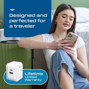 Travel Adapter Kit | Type C, E/F, G - USB & USB-C Ports + 2 US Outlets (PAK-EU) - TRAPSKI