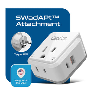 Germany, Korea Travel Adapter Set | Type E/F - USB & USB-C Ports + 2 US Outlets (PAK-SCHUKO)