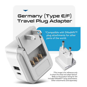 Germany, Korea Travel Adapter Set | Type E/F - USB & USB-C Ports + 2 US Outlets (PAK-SCHUKO) - TRAPSKI