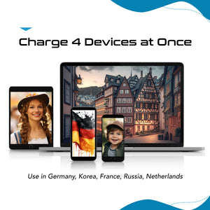 Germany, Korea Travel Adapter Set | Type E/F - USB & USB-C Ports + 2 US Outlets (PAK-SCHUKO) - TRAPSKI