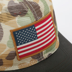 All Mesh Flag Cap Vintage WW2 Camo Wax Cloth Visor - TRAPSKI