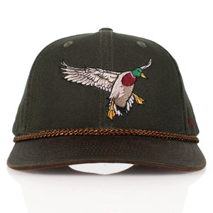 Canvas Mallard Drake Duck Hat with Wax Cloth Visor