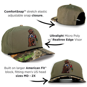 Chocolate Lab Duck Dog 5-Panel Camo Visor