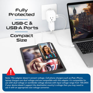 England, Hong Kong Travel Adapter | Type G - USB & USB-C Ports + 2 US Outlets (PAK-UK) - TRAPSKI