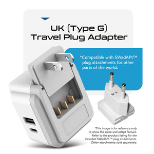England, Hong Kong Travel Adapter | Type G - USB & USB-C Ports + 2 US Outlets (PAK-UK) - TRAPSKI
